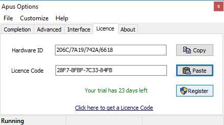 License Tab